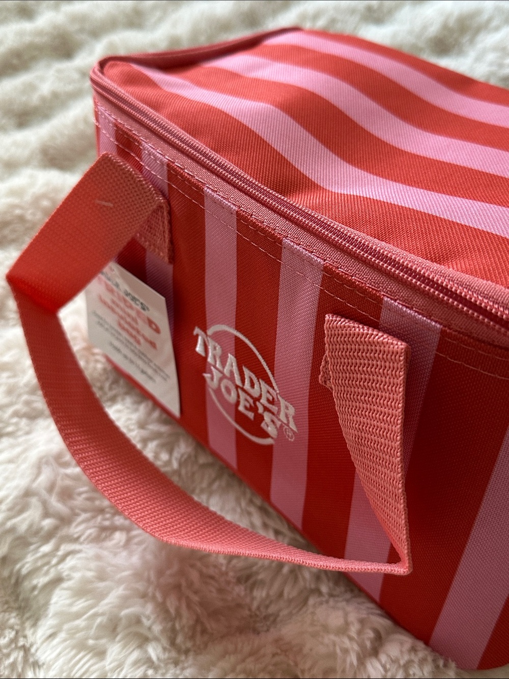 One NWT Trader Joe's Mini Insulated Bag Pink and Red